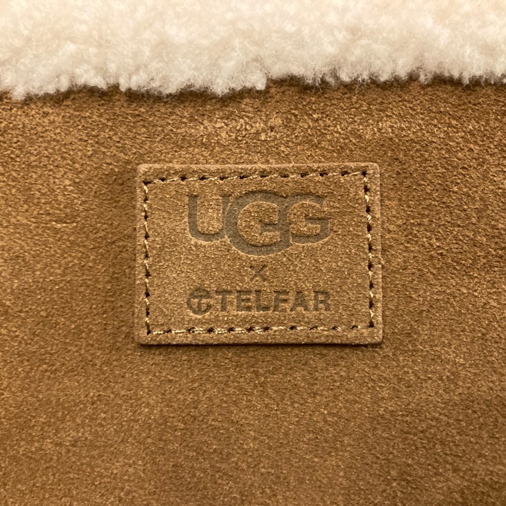 TELFAR x UGG Medium Chestnut-Coloured Suede and Sheepskin Shopping Bag - Picture 4 of 5
